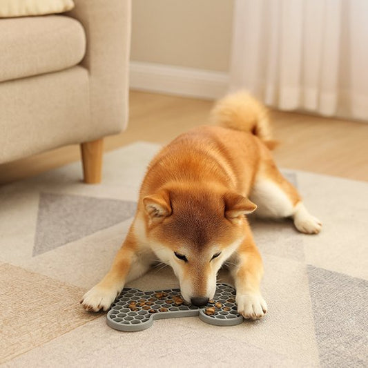Tapis de lechage chien en forme d'os décorative