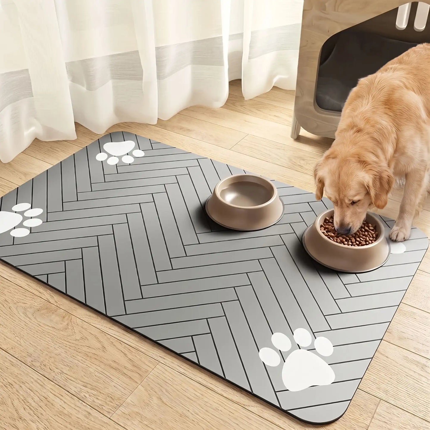Tapis Gamelle Chien | Antidérapant Absorbant