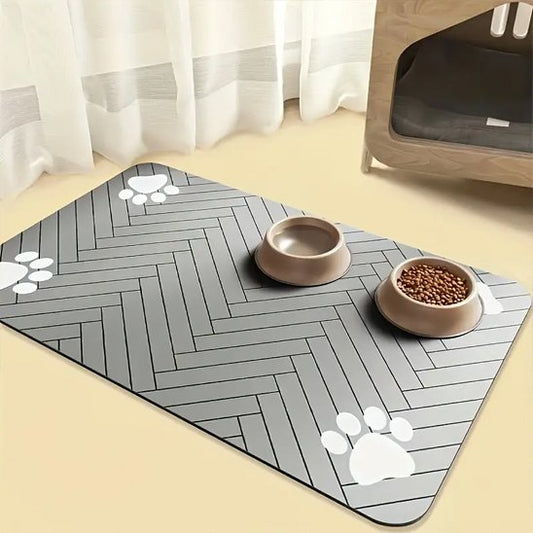 Tapis gamelle chien en Design structuré qui facilite le drainage et évite la stagnation de l'eau ou de nourriture renversée