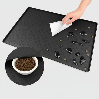 Tapis Sous Gamelle Chien Gris | Antidérapant - Excursion Chien