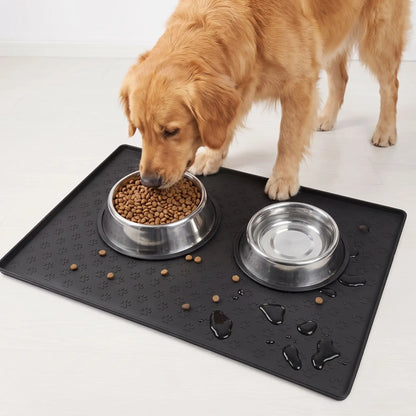 Tapis Sous Gamelle Chien Noir | Silicone antidérapant - Excursion Chien