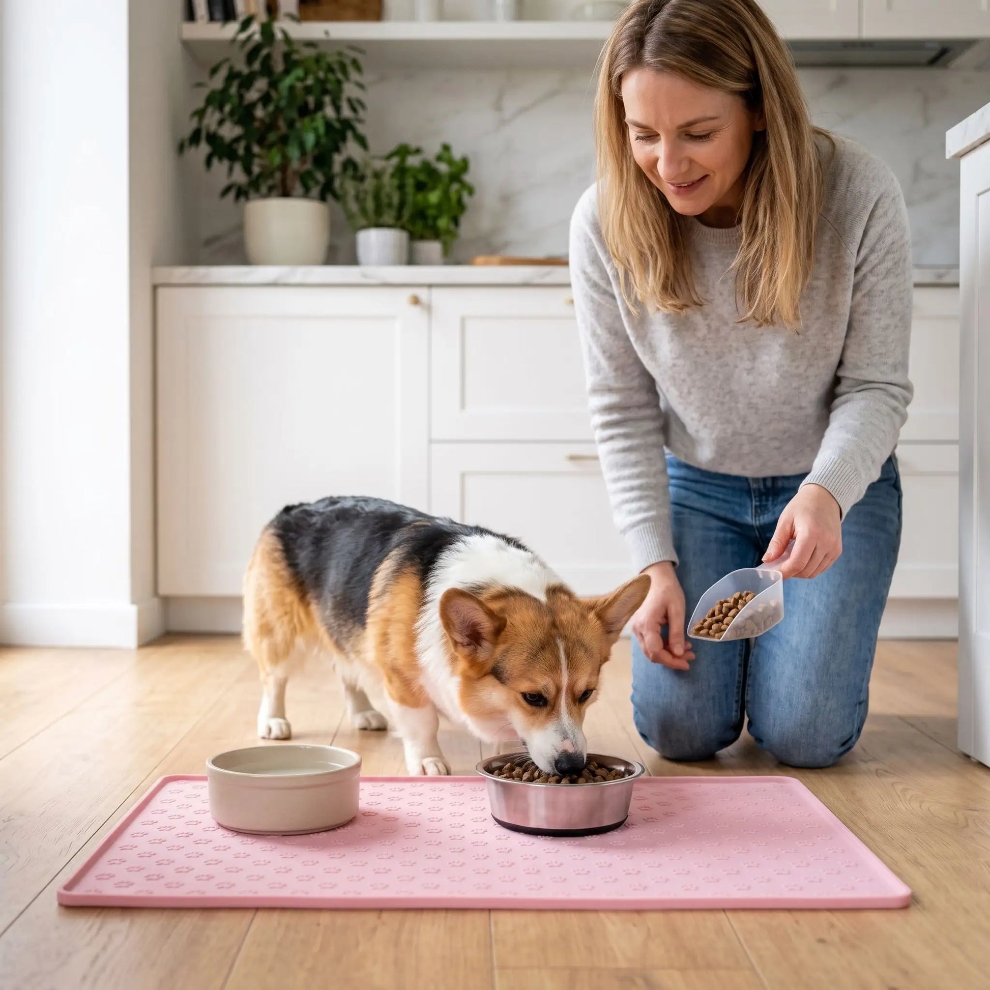 Tapis Sous Gamelle Chien Rose | Antifuite - Excursion Chien